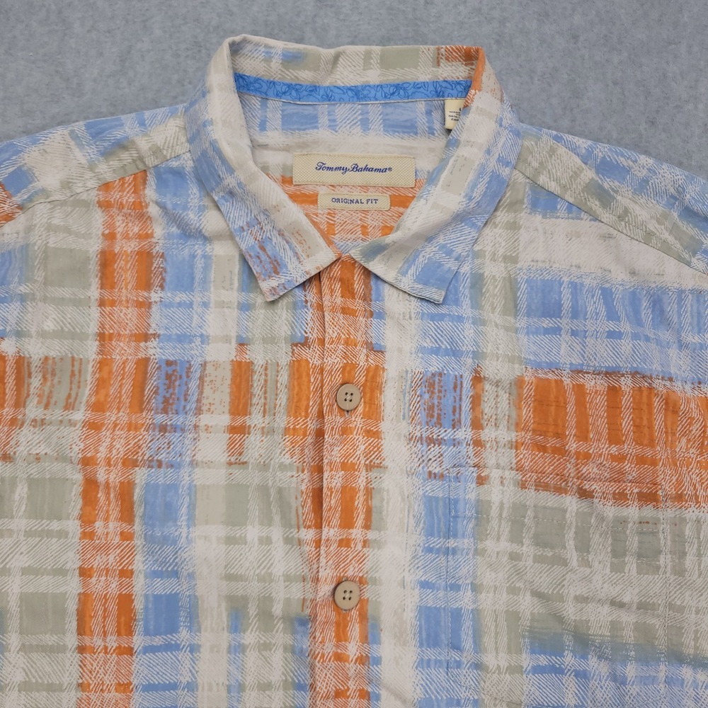 Tommy Bahama Shirt Men's Large Silk Blend Island Zone Relax Beach Shirt
